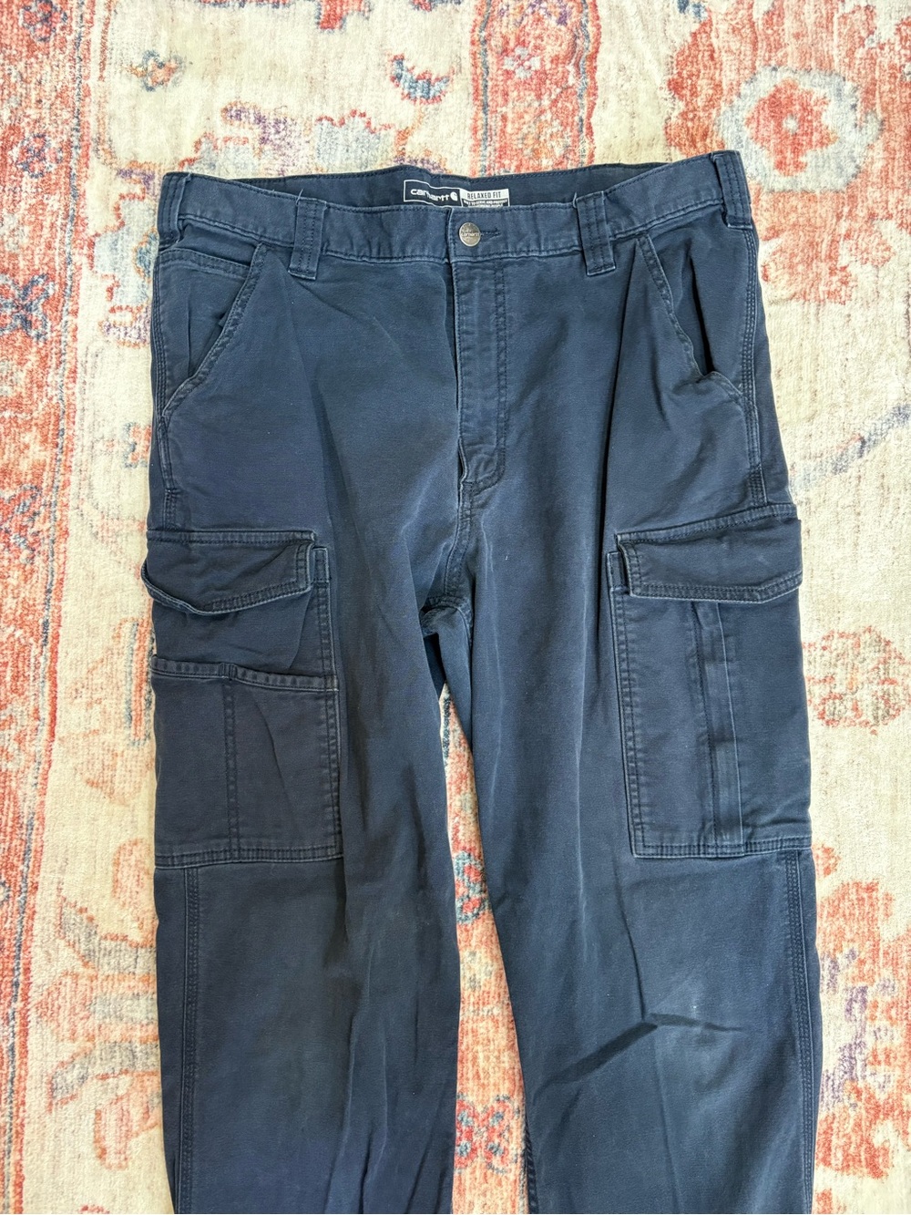 Carhartt Relaxed Fit Cargo Work Pant Navy Mens 36 x 34 - Picture 4 of 7